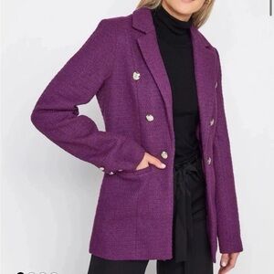 NWT Long Tall Sally US 14 UK 18 Purple Boucle Blazer Career Workwear